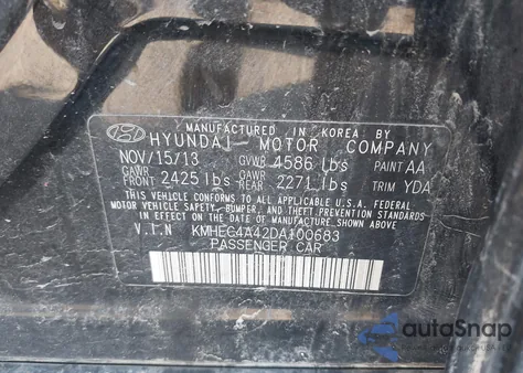 2013 Hyundai Sonata Hybrid Limited из США, поврежденный, VIN KMHEC4A42DA100683